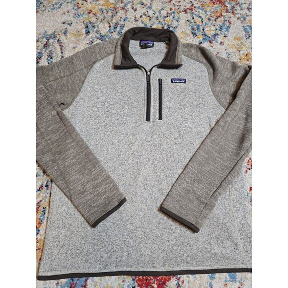 Men's Patagonia Better Sweater 1/4 Zip Brown Two Toned Fleece Size Large HOLE - Picture 1 of 6